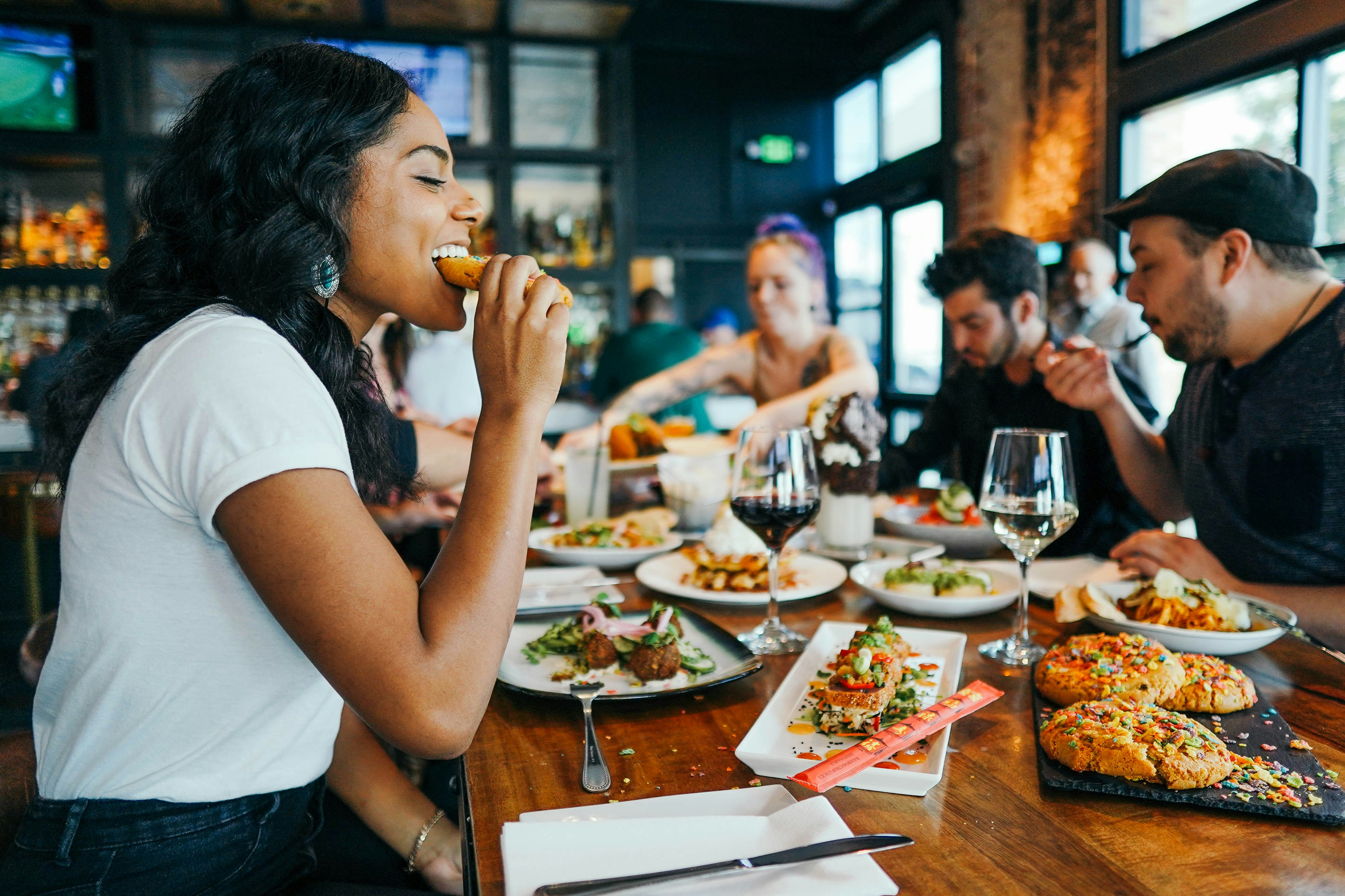 Customers enjoying their meals